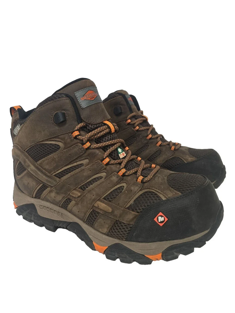 Merrell Mens Moab 2 Ventilator Mid Waterproof Comp Toe CSA Work Boot Brown 11.5W